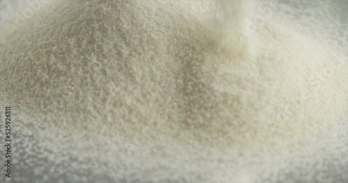 Groats semolina falls on a hill of groats