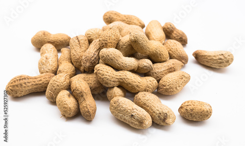 bunch of ecological peanuts on a white background