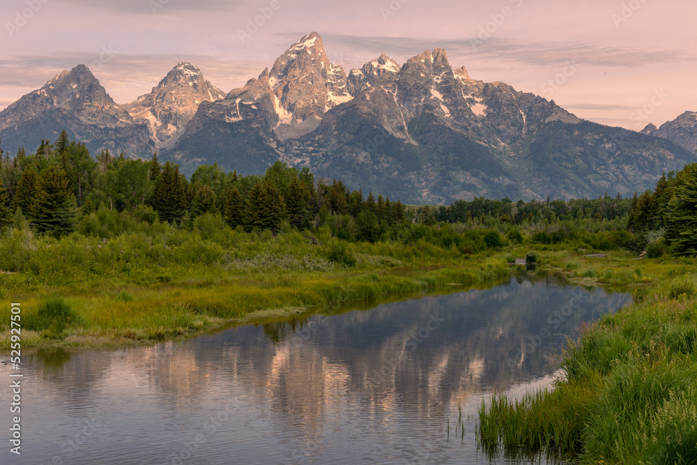 Fototapeta premium Scenic Sunrise Reflection Landscape in the Tetons in Summer
