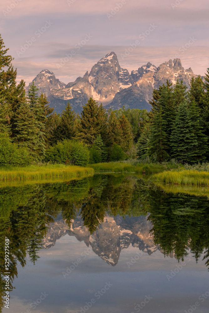 Scenic Sunrise Reflection Landscape in the Tetons in Summer