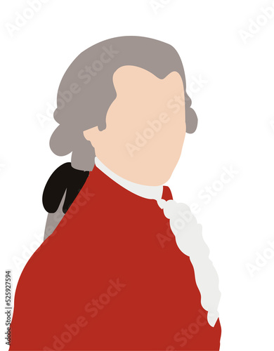 Portrait of Mozart with a red coat 1756-1791, based on Barbara Kraffts' painting, 1819