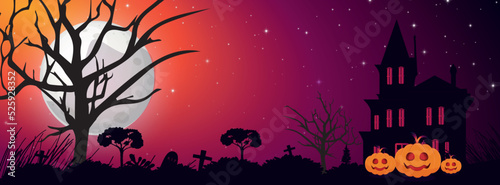 Modern trendy facebook banner design with halloween elements. Halloween social media design for halloween day