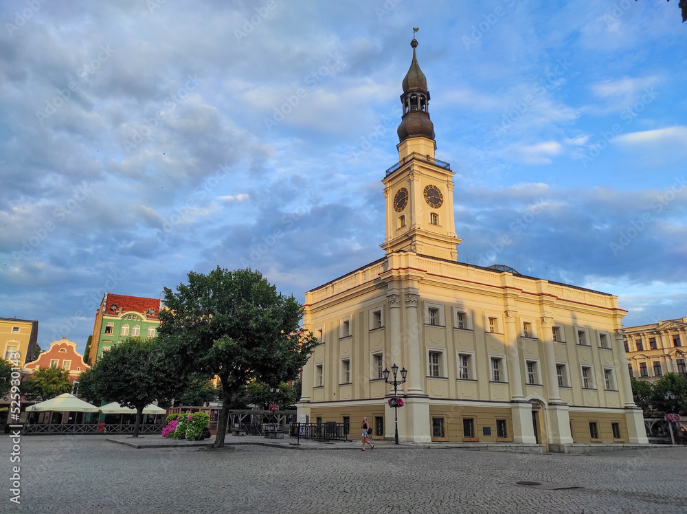 18.07.2022 Town Hall in the evening. Leszno. Greater Poland Voivodeship, Poland.