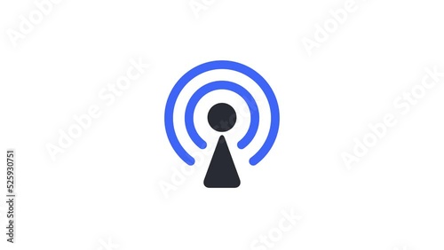 Animated antenna with signal icon. Taking signal and sharing info concept icon.