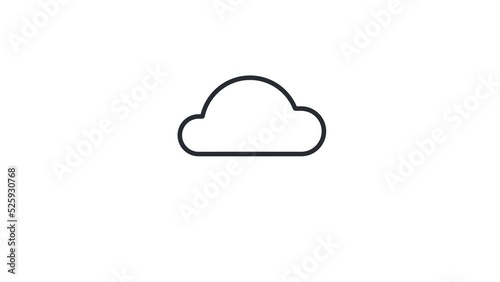 Animated linear cloud icon with three connection lines. Sharing info from cloud storage concept animation.