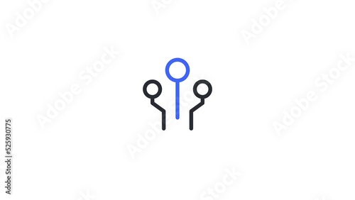 Animated linear connection icon. Communication and three connection object by lines concept icon animation.