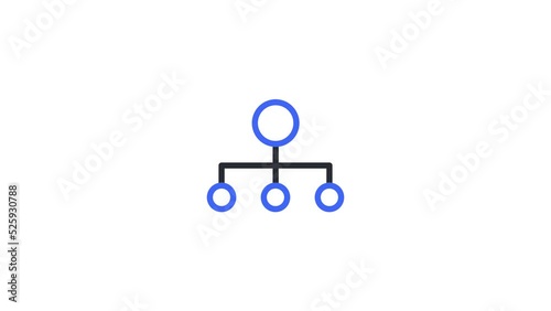 Animated linear connection icon. Communication and four connection object by lines concept icon animation.