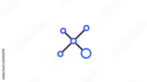 Animated linear connection icon. Communication and five connection object by lines concept icon animation.
