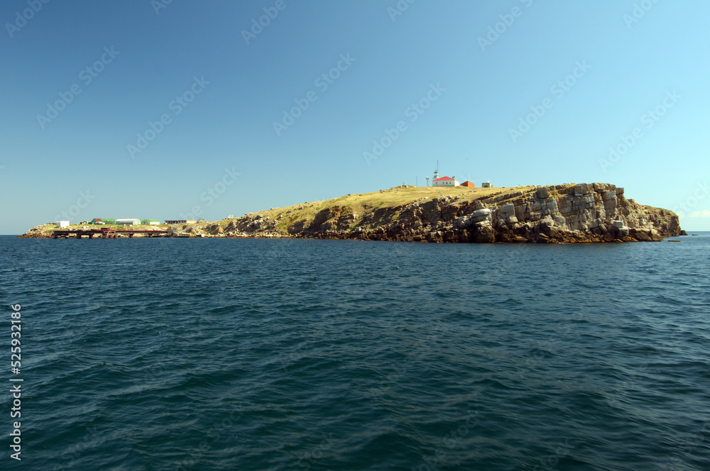 View from seaside on Snake Island (Zmiinyi Island), Black Sea, Odessa, Ukraine, Eastern Europe