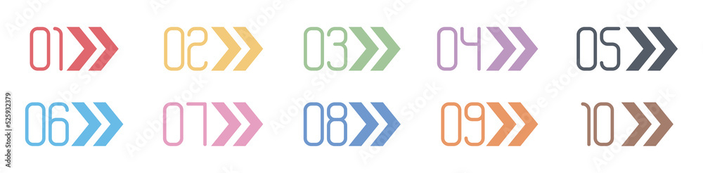 Number Info-graphic Bullet points 1 to 10, Arrow Shape numbers, Arrow Infographic Numbers Number Info-graphic Bullet points 1 to 10, Arrow Shape numbers, Arrow Infographic Numbers
