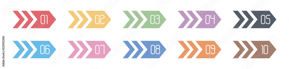 Number Info-graphic Bullet points 1 to 10, Arrow Shape numbers, Arrow Infographic Numbers Number Info-graphic Bullet points 1 to 10, Arrow Shape numbers, Arrow Infographic Numbers