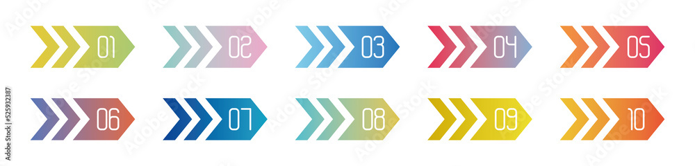 Number Info-graphic Bullet points 1 to 10, Arrow Shape numbers, Arrow Infographic Numbers Number Info-graphic Bullet points 1 to 10, Arrow Shape numbers, Arrow Infographic Numbers