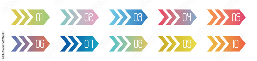 Number Info-graphic Bullet points 1 to 10 Vector, Arrow Shape numbers, Arrow Infographic Numbers Number Info-graphic Bullet points 1 to 10 Vector, Arrow Shape numbers, Arrow Infographic Numbers