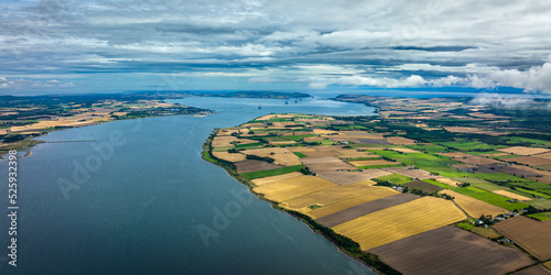 Aerial view of the black island and Cromarty firth in the north east highlands of Scotland during autumn photo