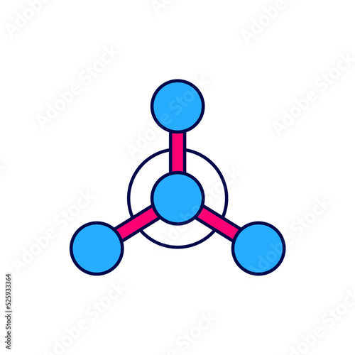 Filled outline Molecule icon isolated on white background. Structure of molecules in chemistry, science teachers innovative educational poster. Vector