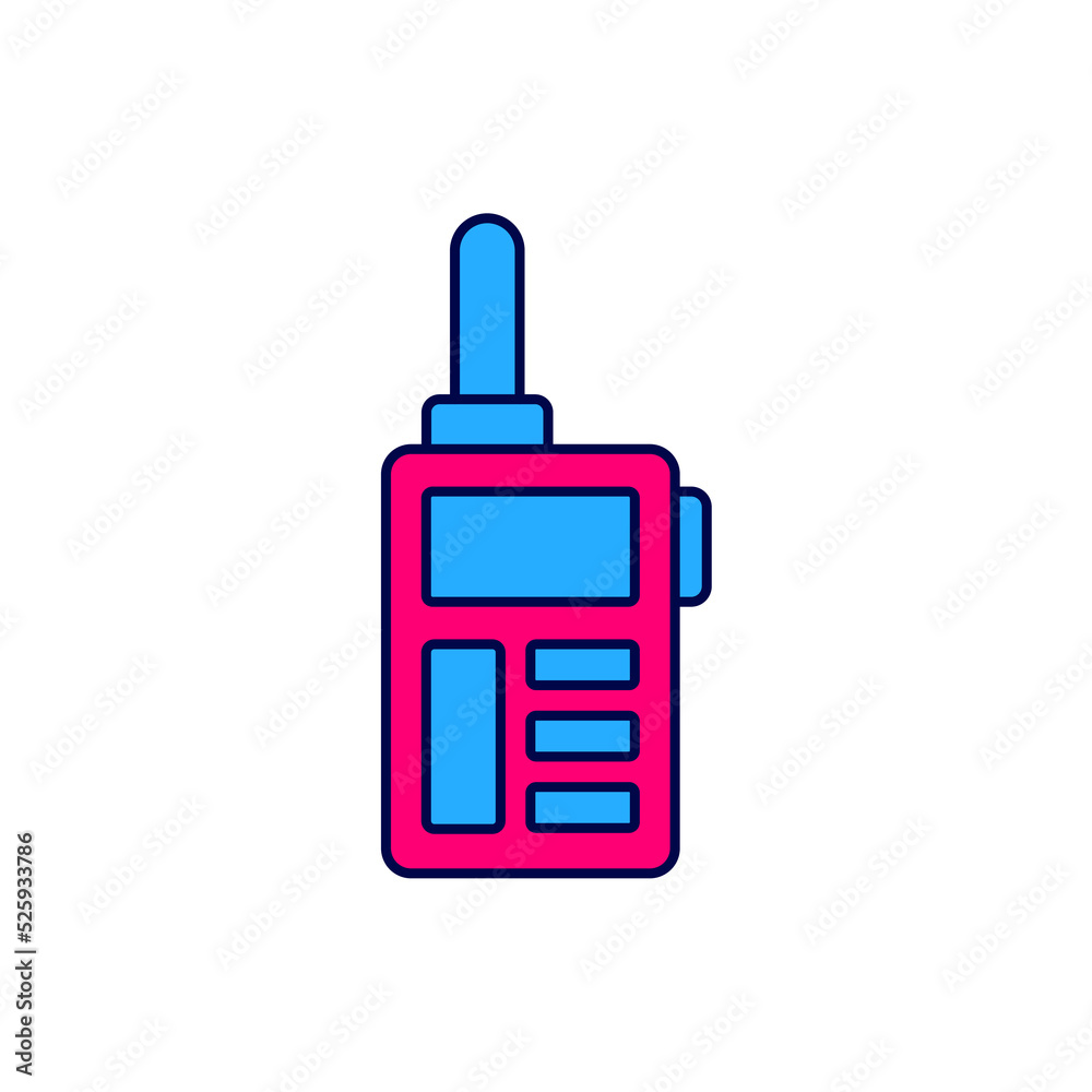 Filled outline Walkie talkie icon isolated on white background. Portable radio transmitter icon. Radio transceiver sign. Vector Filled outline Walkie talkie icon isolated on white background. Portable radio transmitter icon. Radio transceiver sign. Vector