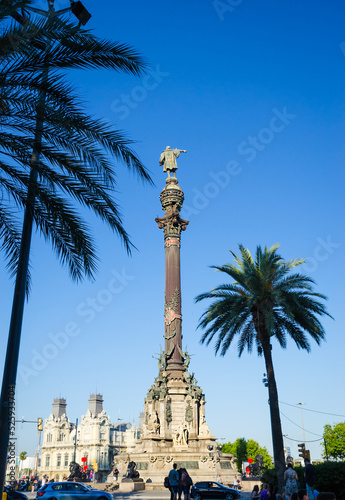 Photography Christopher Columbus monument in Barcelona, Catalonia, Spain