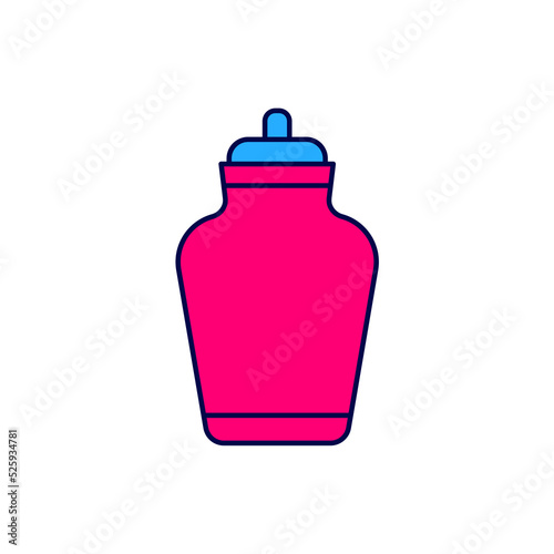 Filled outline Funeral urn icon isolated on white background. Cremation and burial containers, columbarium vases, jars and pots with ashes. Vector