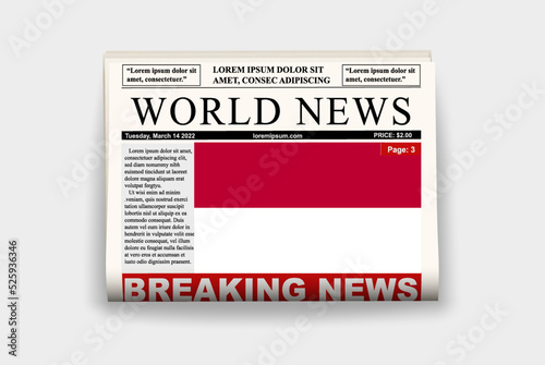 Indonesia country newspaper with flag, breaking news on newsletter, news concept, gazette page with headline