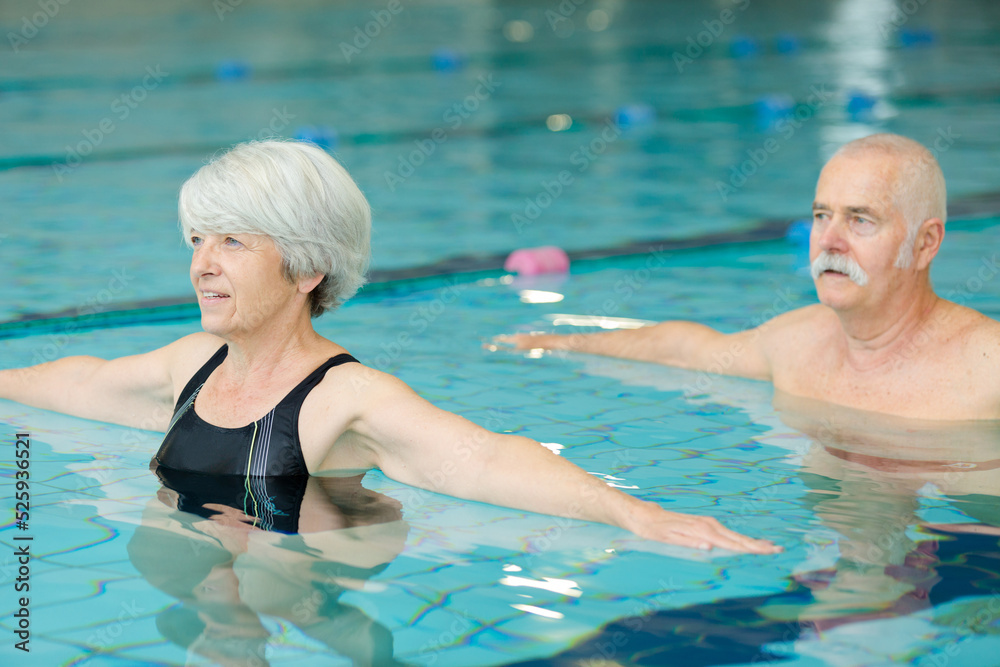 Fototapeta premium senior couple in swimming pool