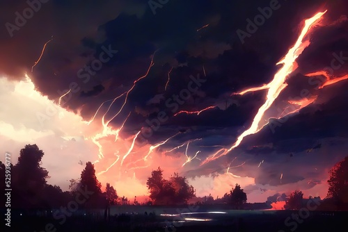 Beautiful Lightning Storm, lighting bolts across the sky