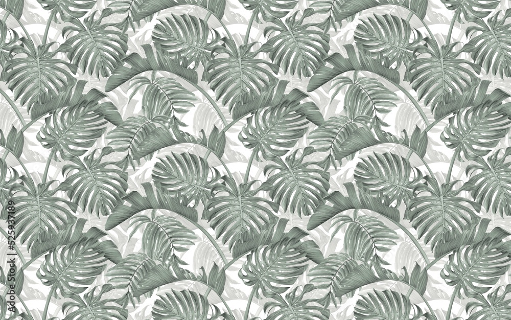 custom made wallpaper toronto digitaltropical leaves, banana and palm leaf, soft colors, pastel tones, modern wallpaper, watercolor effect, minimal design