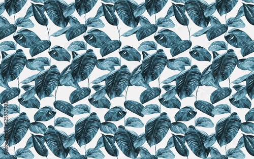 Wallpaper Mural Watercolor texture plants wallpaper design, seamless pattern, blue leaf, mural art. Torontodigital.ca