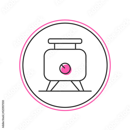 Filled outline Metal tank with grape juice as alcoholic fermentation icon isolated on white background. Vector