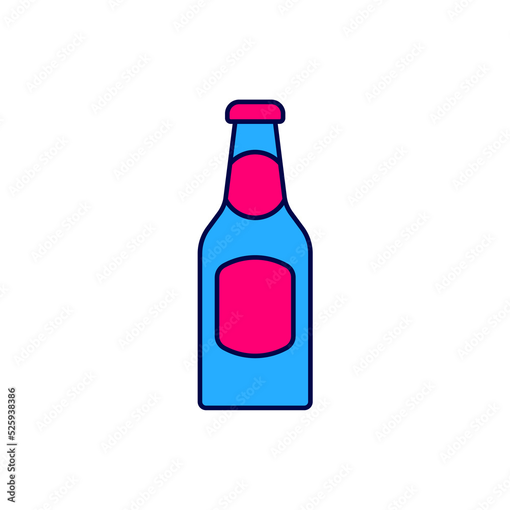 Filled outline Beer bottle icon isolated on white background. Vector Filled outline Beer bottle icon isolated on white background. Vector