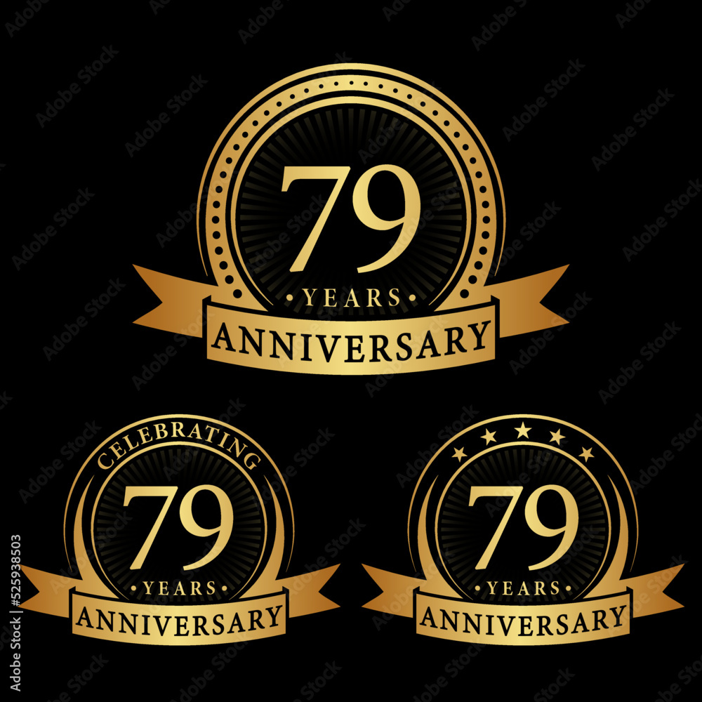 79 years anniversary logo collections. Set of 79th Anniversary logotype template. Vector and illustration. 79 years anniversary logo collections. Set of 79th Anniversary logotype template. Vector and illustration.