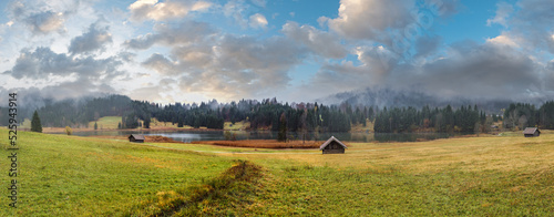 Alpine autumn lake Geroldee or Wagenbruchsee, Germany photo