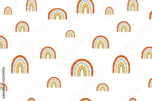 Seamless rainbow pattern in brown shades. Cute pattern. The print is suitable for clothing, children's clothing, bedding, icons, stickers.