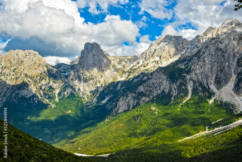 Valbone, Albania. Beautiful mountain landscape. Desktop Wallpaper with Albanian alps