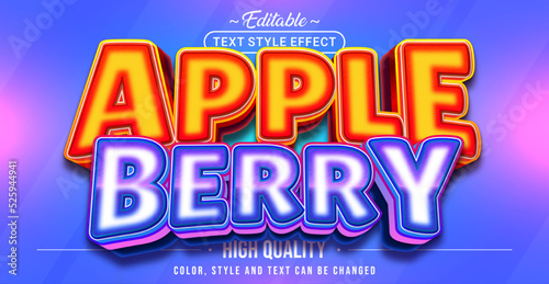 Editable text style effect - Apple Berry text style theme.