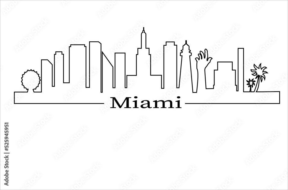 Miami  Florida city skyline outline