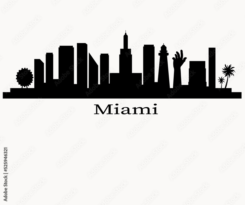 Miami  Florida city skyline silhouette