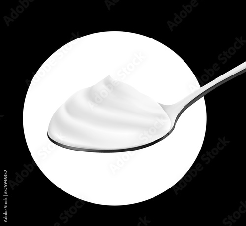 Metal spoon with creamy foam. Vector illustration. Ready for use in your design. EPS10.	