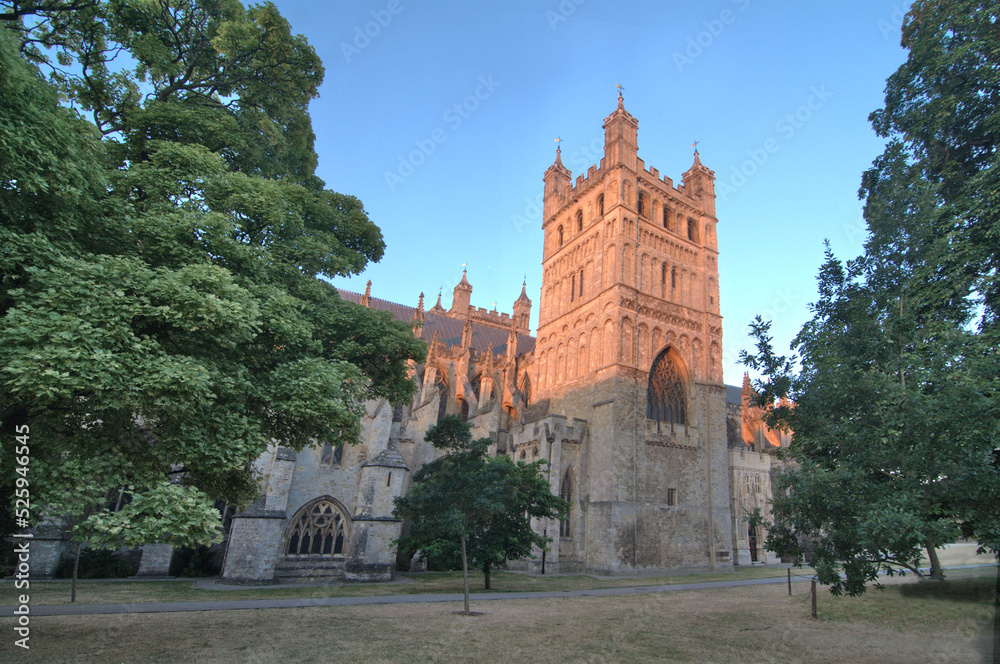 Exeter Cathedral during sunrise