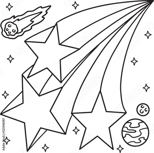 Falling Shooting Stars Coloring Page for Kids