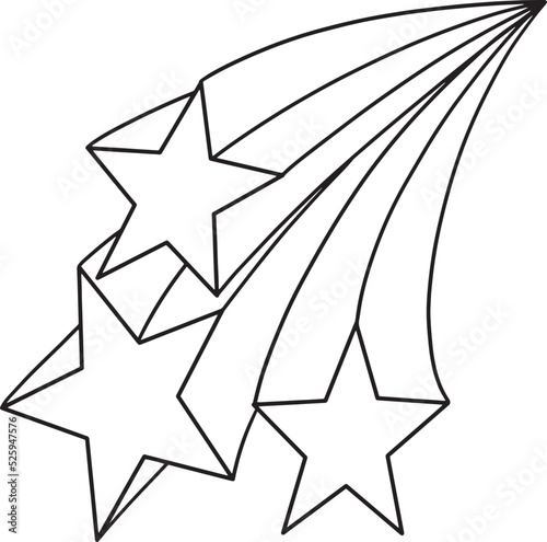 Falling Shooting Stars Isolated Coloring Page 