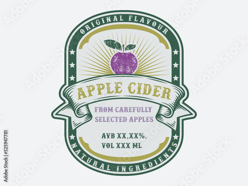 Apple Cider Retro Label Illustration Vector
