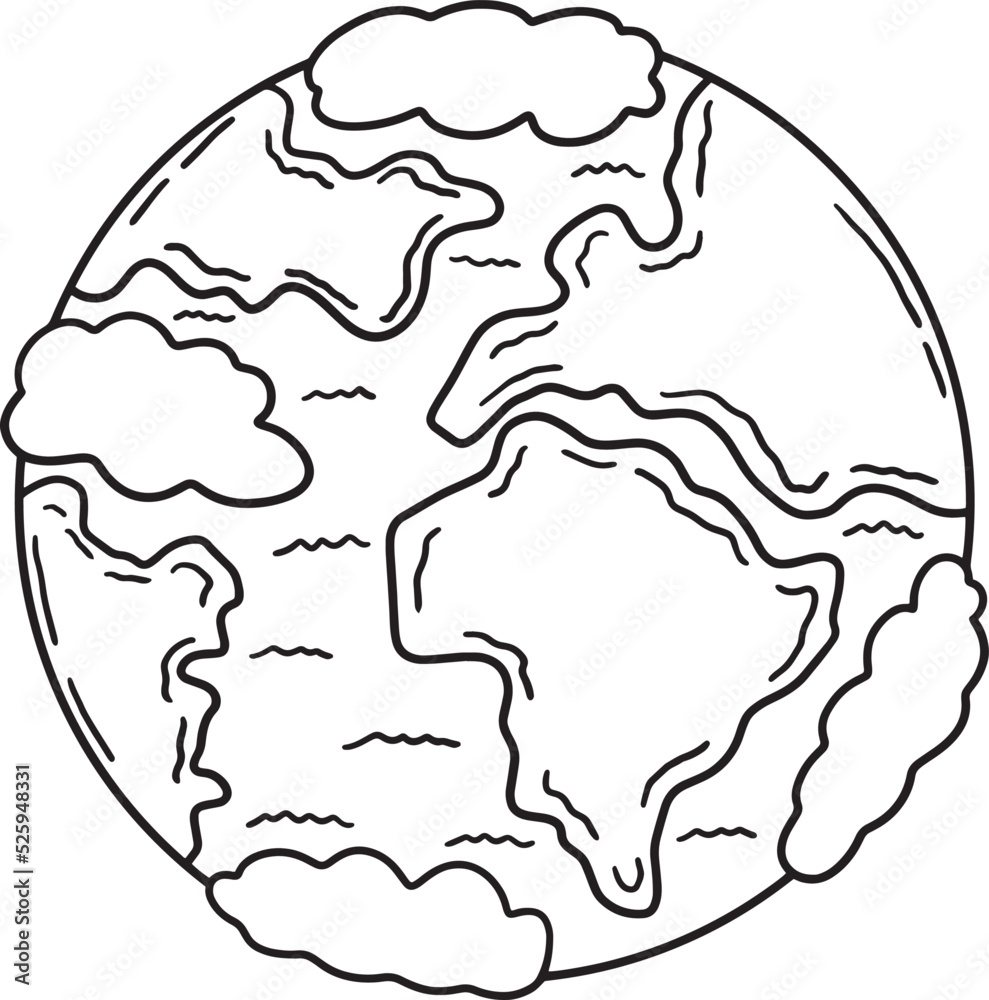 Planet Earth Isolated Coloring Page for Kids