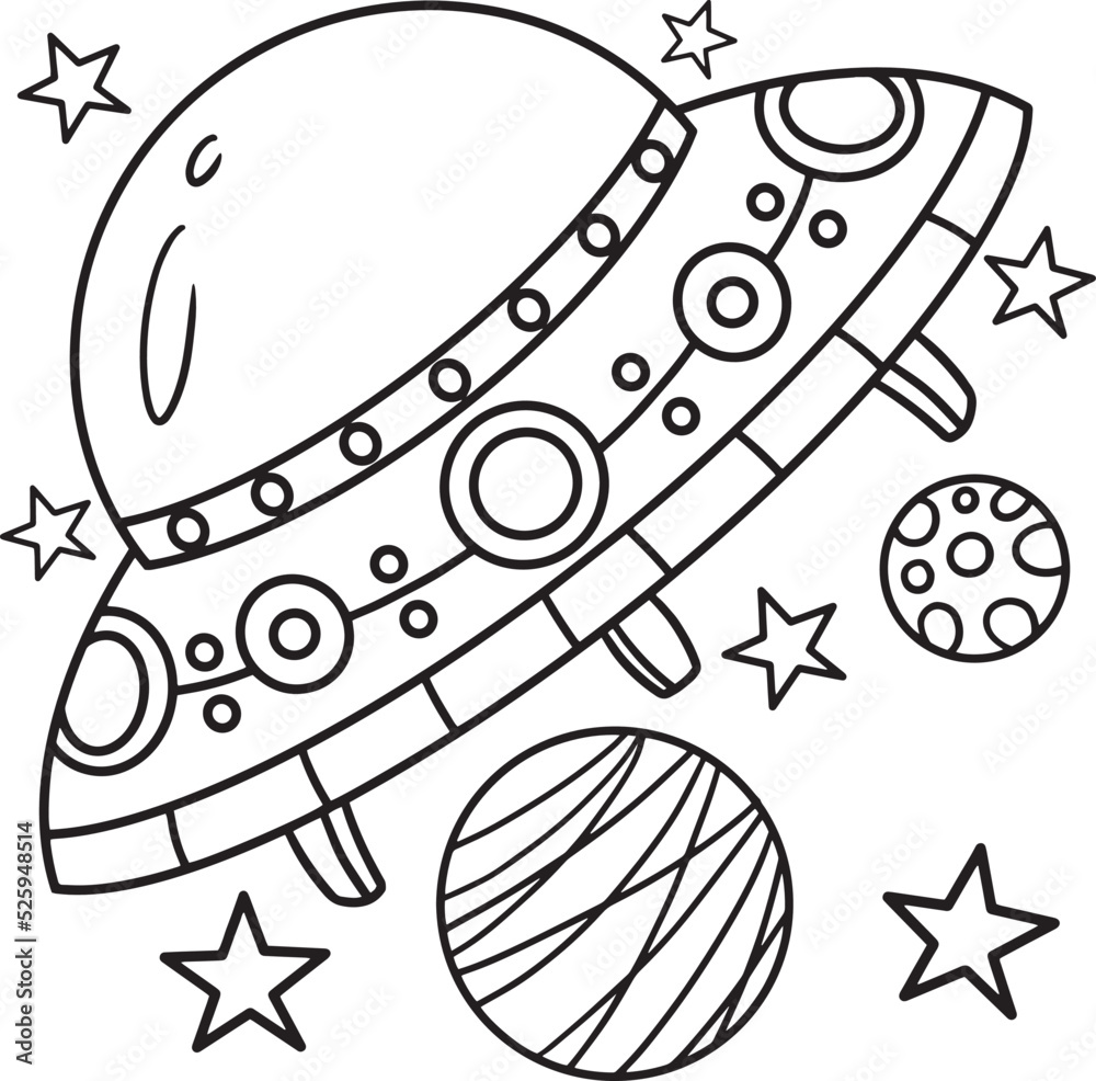UFO Spaceship Coloring Page for Kids