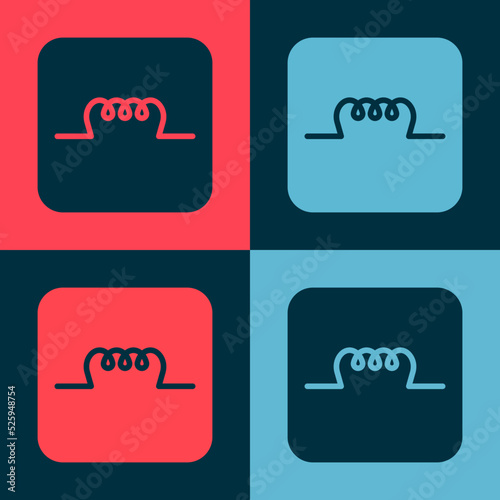 Pop art Inductor in electronic circuit icon isolated on color background. Vector