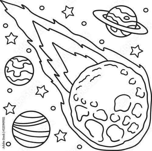 Falling Asteroid Coloring Page for Kids