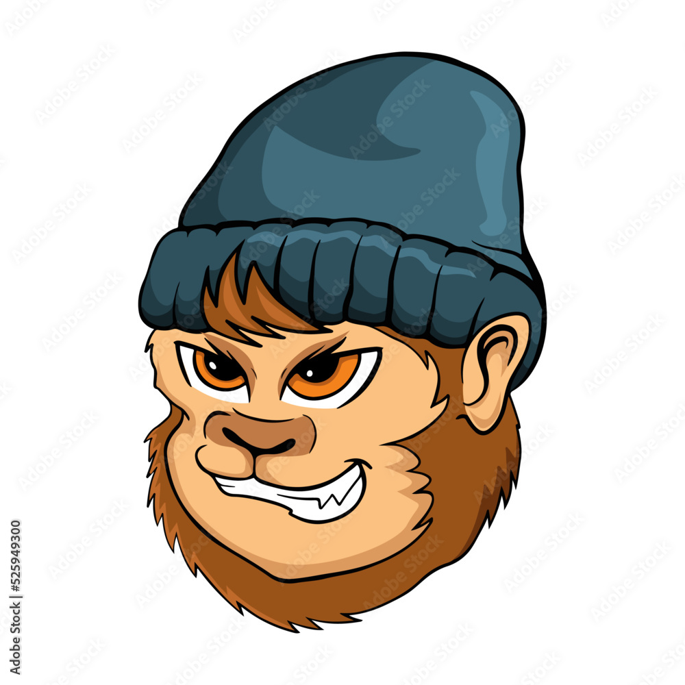 caroon head of monkey isolated white background Stock Vector | Adobe Stock