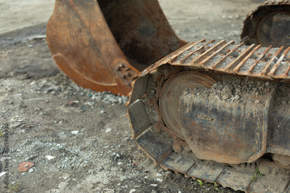 Escalator track. Details of heavy machinery. Escalator track. Details of heavy machinery.