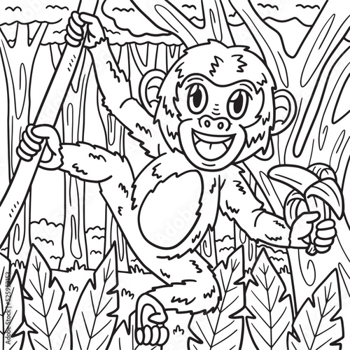 Monkey Animal Coloring Page for Kids
