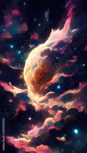 Colorful Space Nebula, Galaxy, Universe