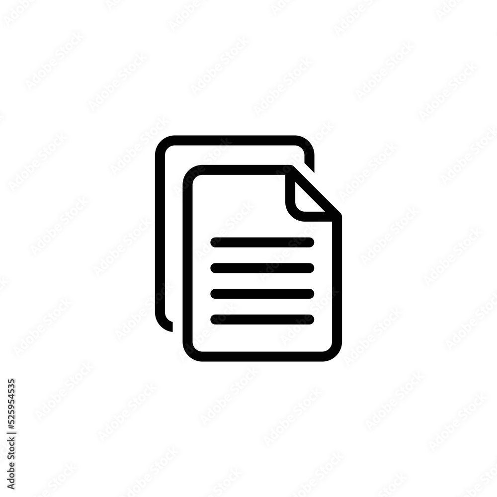 File document icon. Simple outline style. Two stacked pages, paper, business concept. Thin line vector illustration isolated on white background. EPS 10. File document icon. Simple outline style. Two stacked pages, paper, business concept. Thin line vector illustration isolated on white background. EPS 10.